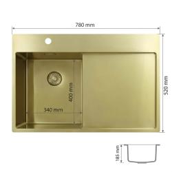 pure-sink-exclusivo-small-gold-sink-drainer-78x52cm-left-hand